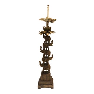 Vintage Tyndale Table Lamp of Elephants For Sale
