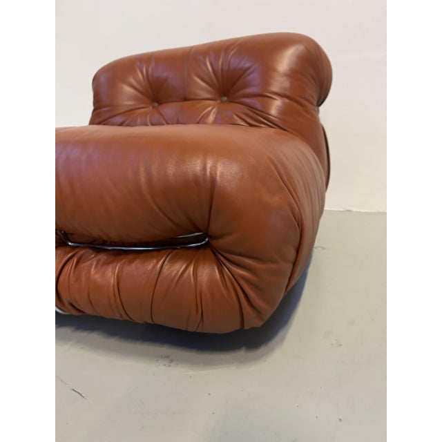 Vintage Italian Soriana Chair in Original Cognac Leather by Afra & Tobia Scarpa for Cassina, 1960s For Sale - Image 9 of 18