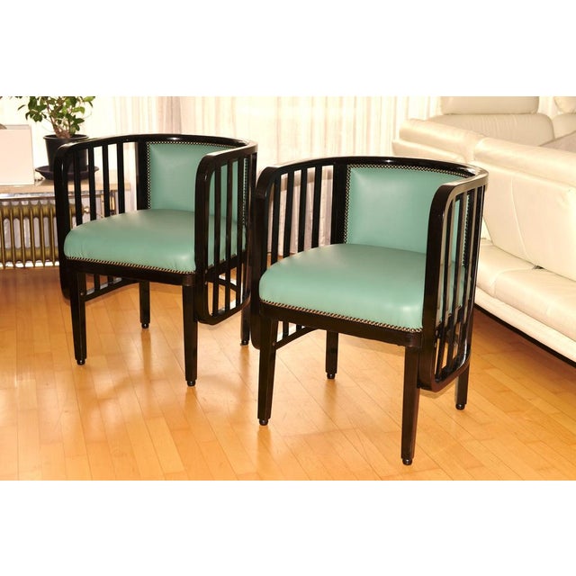 Object: 2 x armchairs design: attributed to marcel kammerer (vienna, around 1910) model number: symbiosis (luxury version)...