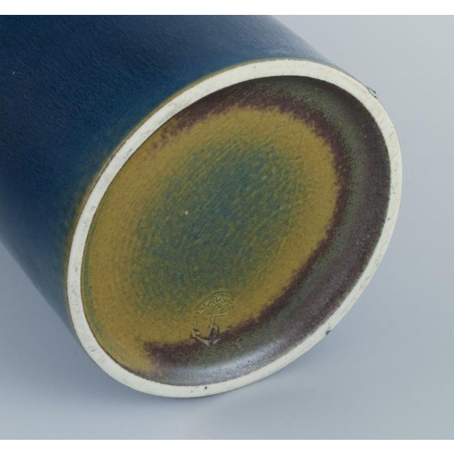 1960s Modernist Ceramic Vase in Blue Glaze by Lisa Larson for Gustavsberg, Sweden, 1960s For Sale - Image 5 of 7