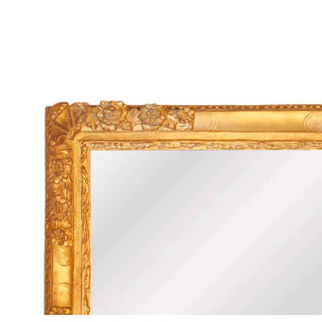 French Exceptional French Giltwood Frame Rectangular Shape Hanging Wall Mirror For Sale - Image 3 of 7