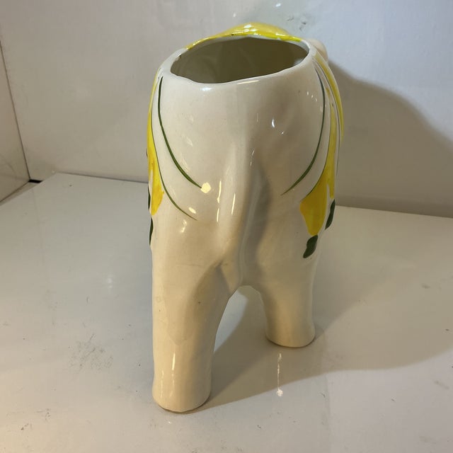 Ceramic 1970s Hollywood Regency Elephant Tassels Planter For Sale - Image 7 of 9