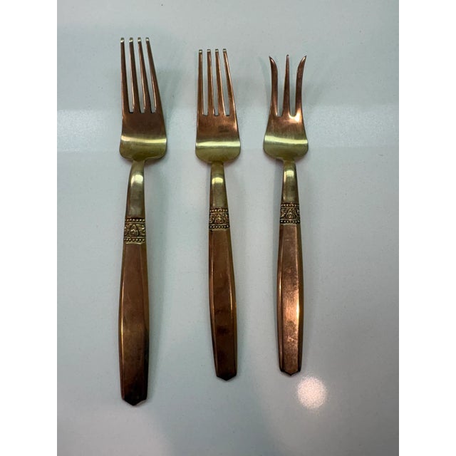 Mid 20th Century Complete Set 12 Person Vintage Thai Bronzeware & Teak Case – 144 Pieces For Sale - Image 13 of 17