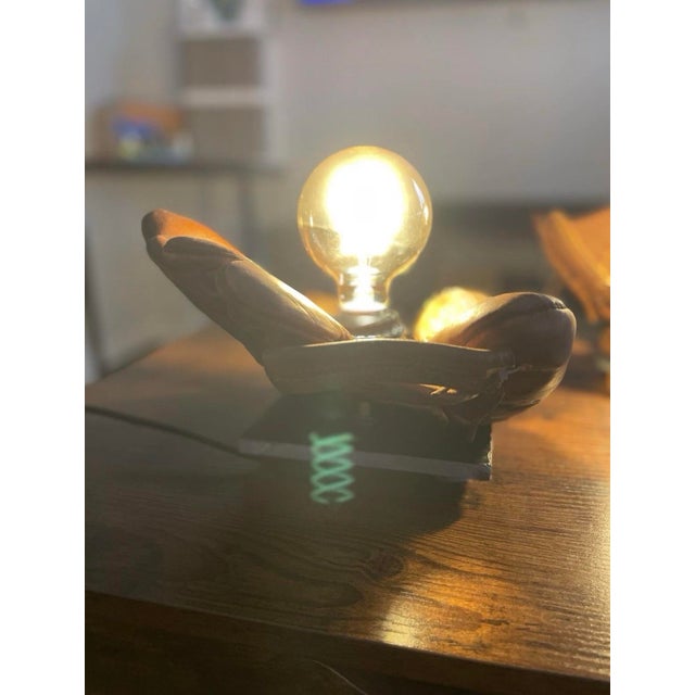 The Vintage Joe Gordon Professional Model Baseball Glove has been converted into a unique lamp, making it a one-of-a-kind...