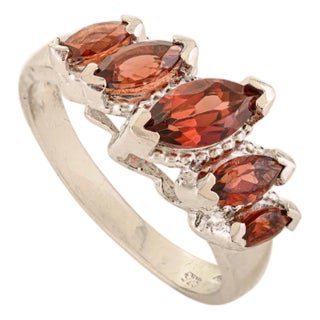 Timeless 925 Silver Garnet Statement Ring With Five Marquise Cut Stones - Size 6.5 For Sale