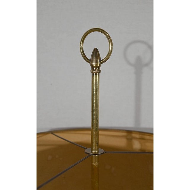 Louis XVI Style Brass Bouillotte Lamp with Red Lampshade, 1890s For Sale - Image 6 of 18