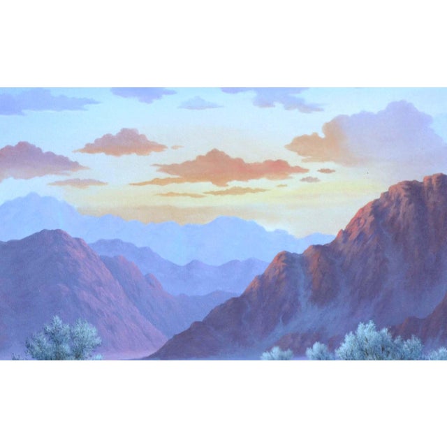 Vintage Sunset Landscape Painting, Oil on Canvas, Signed by Leyette Edens For Sale - Image 4 of 8