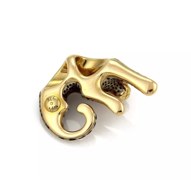 Contemporary Leopard Multicolor Enamel 14k Yellow Gold Pendant For Sale - Image 3 of 6