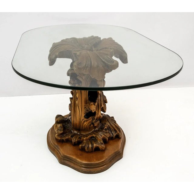 Mid-Century Modern Carved Wooden Base Coffee Table For Sale - Image 9 of 10