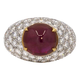 Late 20th Century 8.61 Carat Burma Ruby Ring, Size 6 For Sale