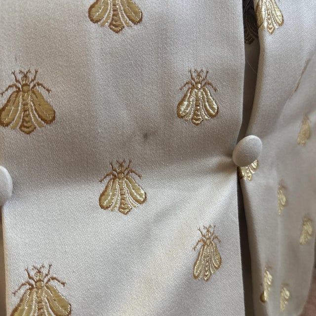 Textile Early 21st Century Napoleonic Golden Bee Tufted Ottoman For Sale - Image 7 of 12