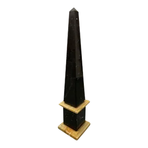 Italian Mid-Century Obelisk in Black and Giallo Siena Marble, 1960s
