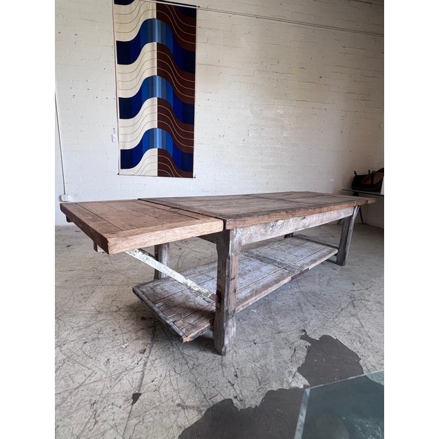 Vintage Extra Long Rustic Farm Table For Sale - Image 12 of 13