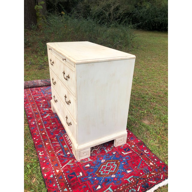 Hickory White Chest With Flutted Drawers And Greek Key Legs Chairish