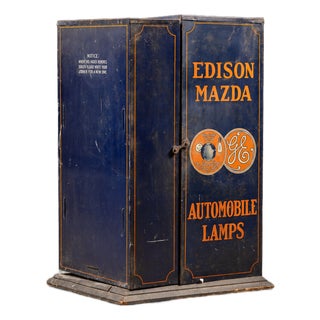 Early 20th Century Tin Litho Mazda-Edison Lamp Mercantile Display For Sale
