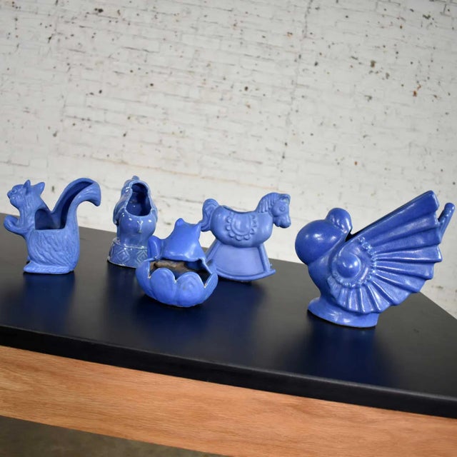 Ceramic Mid Century Niloak Pottery Blue Vases and Objet d'Art 24 Piece Collection For Sale - Image 7 of 13