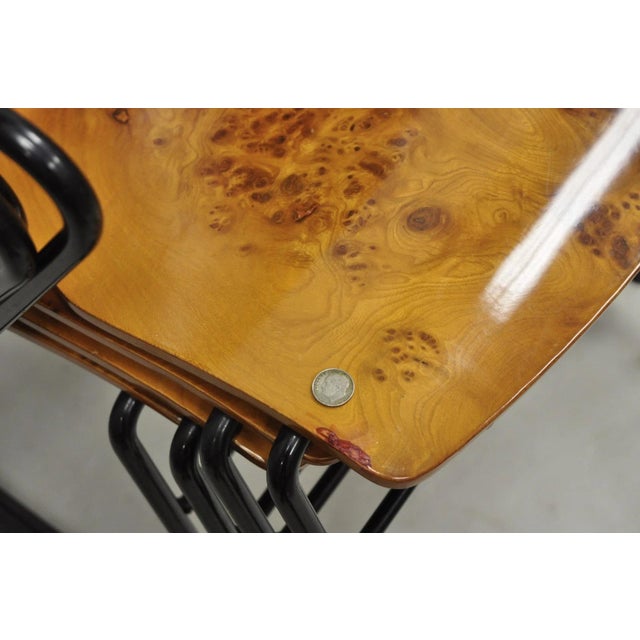 Josep Mora for Egoa Model 300 Mid Century Modern Burl Wood Arm Chair - Set of 4 For Sale - Image 10 of 18