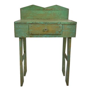 Vintage Rustic Mexican Green Painted Table For Sale