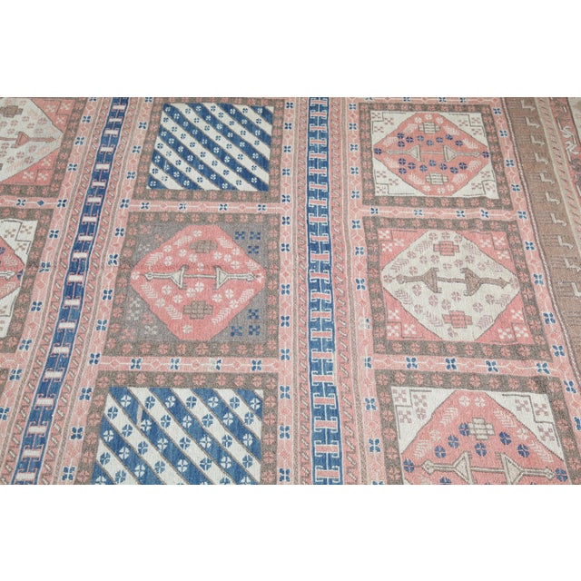 1990s Vintage Handwoven Embroidered Kilim With Geometric Panels - 6' 5'' X 9' 3'' For Sale - Image 9 of 15