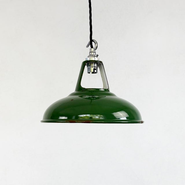 Industrial Green Enamel Pendant Light from Coolicon, 1930s For Sale - Image 6 of 6