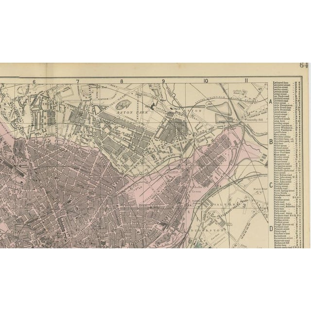 Victorian Birmingham City Plan Map by Edward Weller, 1885 For Sale - Image 4 of 11