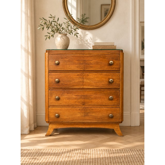 Vintage Art Deco Walnut Chest of Drawers, 1950s For Sale - Image 10 of 11