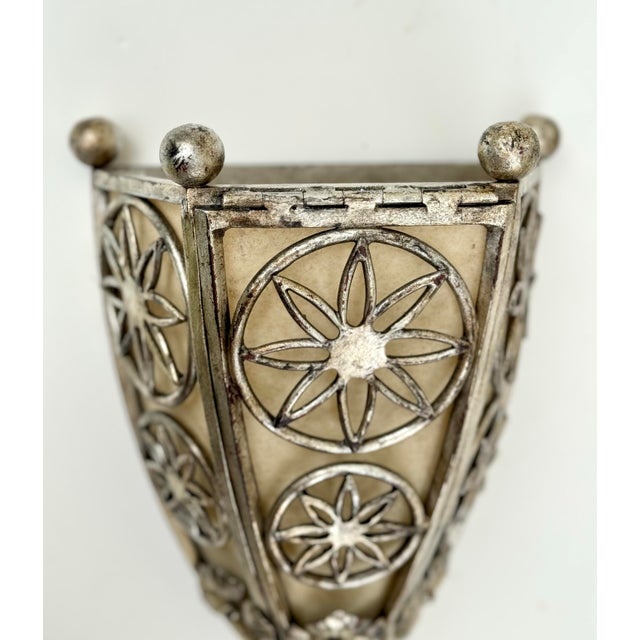 2020s Paul Ferrante Vintage Art Deco Style Sconce, Iron and Silver Gilt Wall Light For Sale - Image 5 of 11