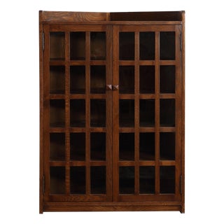 Mission Oak Corner Bookcase / Cabinet - Walnut For Sale
