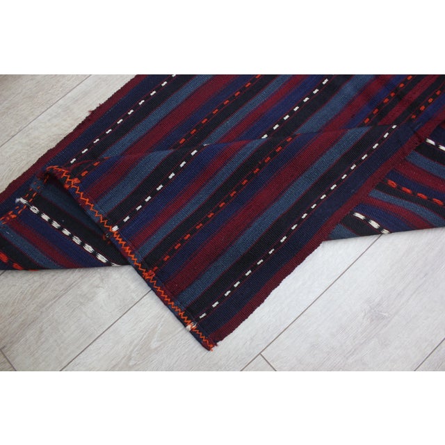 1980s Art Deco Burgundy Striped Runner Rug For Sale - Image 12 of 13