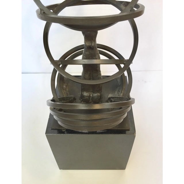 Modern Brutalist Modern Iron Divers on Marble Stand Sculpture For Sale - Image 3 of 12