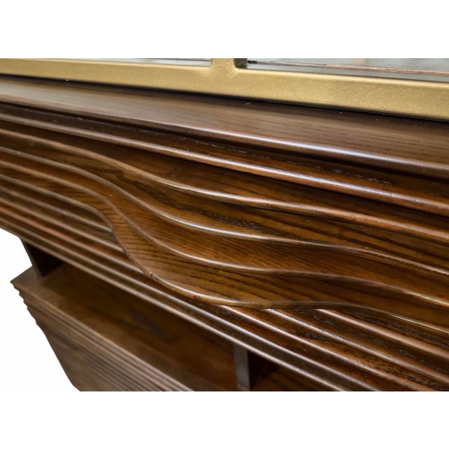 Wood Studio a Home Oslo Etagere in Dark Ash Wood and Brass-Bronze Finished Metal For Sale - Image 7 of 12
