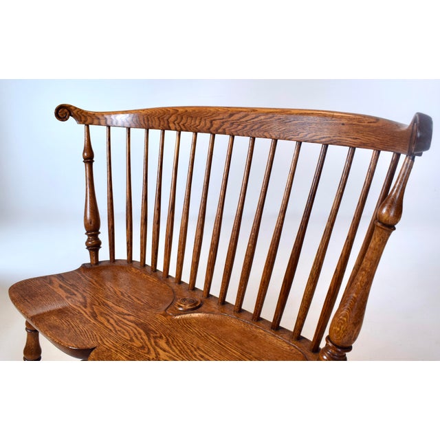 20th Century American Comb Back Windsor Settee Bench For Sale - Image 15 of 16