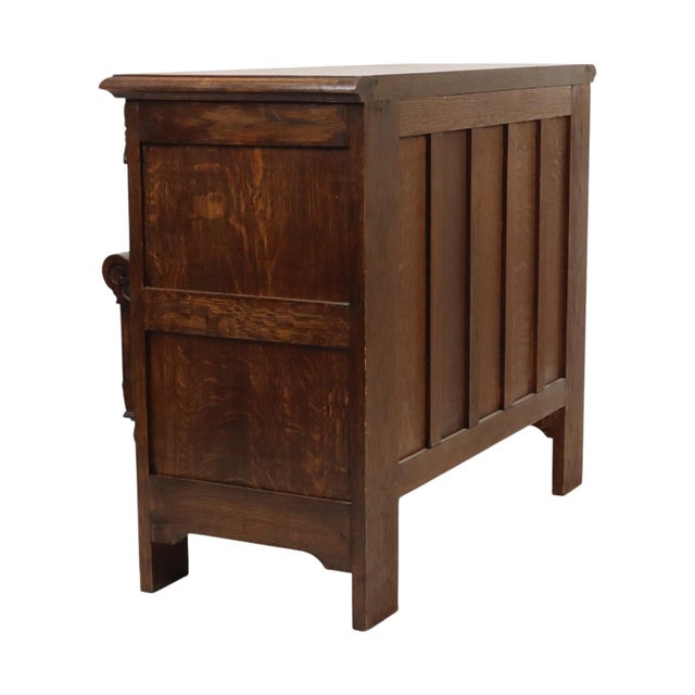 Vintage Carved Oak Cabinet Chest of Drawers with Mythical Figures For Sale - Image 12 of 18