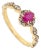 Oval Cut Ruby & Diamond Floral Halo Vintage Ring Size 7 in 14k Yellow Gold For Sale