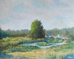 Vintage Impressionist Style European Landscape Painting (Belgium), Signed Goval