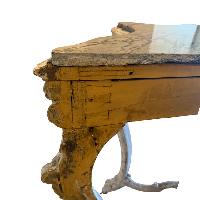 Early 20th Century Italian Rococo Style Shaped Grey Marble-Top Console Table For Sale - Image 14 of 17