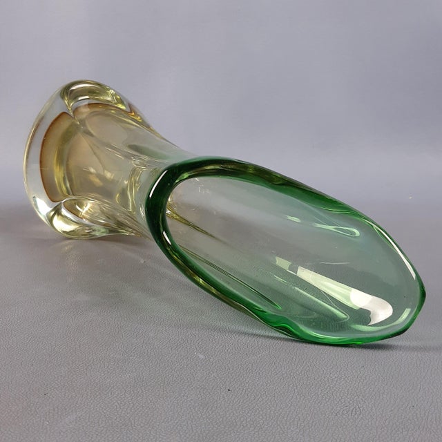 Goldenrod Amber Green Sommerso Murano Glass Vase by Murano for Murano, 1970s For Sale - Image 8 of 16