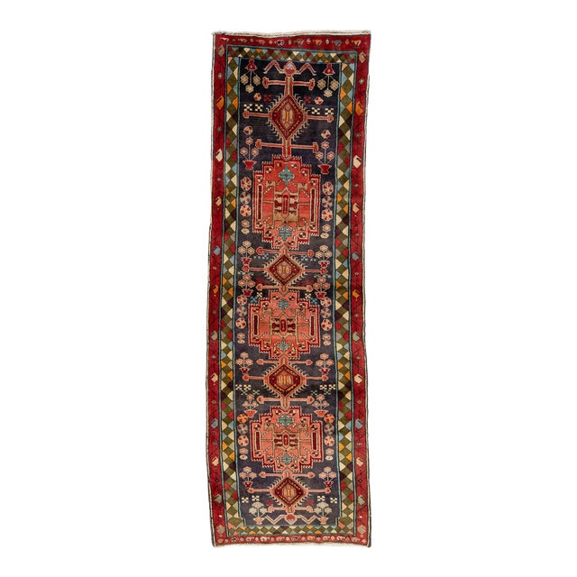 1960s Vintage Persian Heriz Wool Rug With Multicolor Geometric Design For Sale