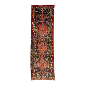 1960s Vintage Persian Heriz Wool Rug With Multicolor Geometric Design