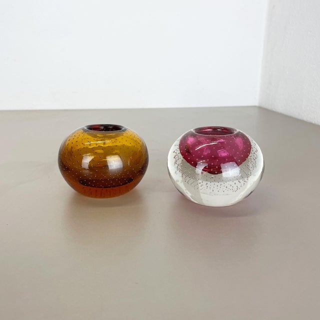 Article: Murano glass bowl elements set of 2 Origin: Murano, Italy Decade: 1970s These original vintage glass elements...