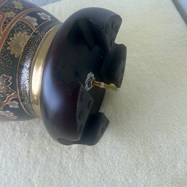 Vintage Japanese Satsuma Style Porcelain Table Lamp For Sale - Image 9 of 10