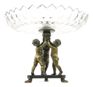 Polish Art Nouveau Figurative Crystal Bowl on Stand, 1890s