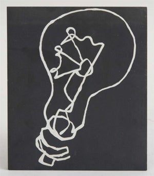 Scott KIlgour, Unique Pop Art Painting on Slate, Electric Light Bulb Downtown NYC Art Kilgour, 1992