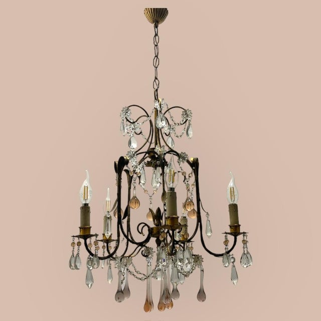 Florentine Gold Gilded Murano Glass Chandelier, 1960s For Sale - Image 11 of 14