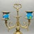 1920s Antique Longwy France 1920s Turquoise Floral Enamel and Brass Two Arm Candelabra For Sale - Image 5 of 12