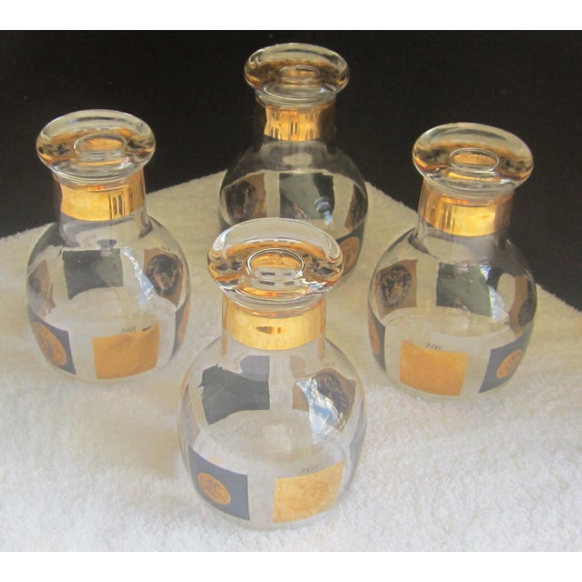 Super mid-century with 22kt gold overlay pattern. Coin motif.