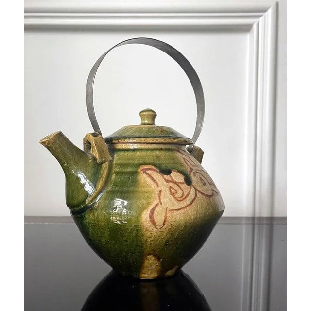 Early 21st Century Modern Japanese Studio Pottery Oribe Tea Pot by Ken Matsuzaki For Sale In Atlanta - Image 6 of 12