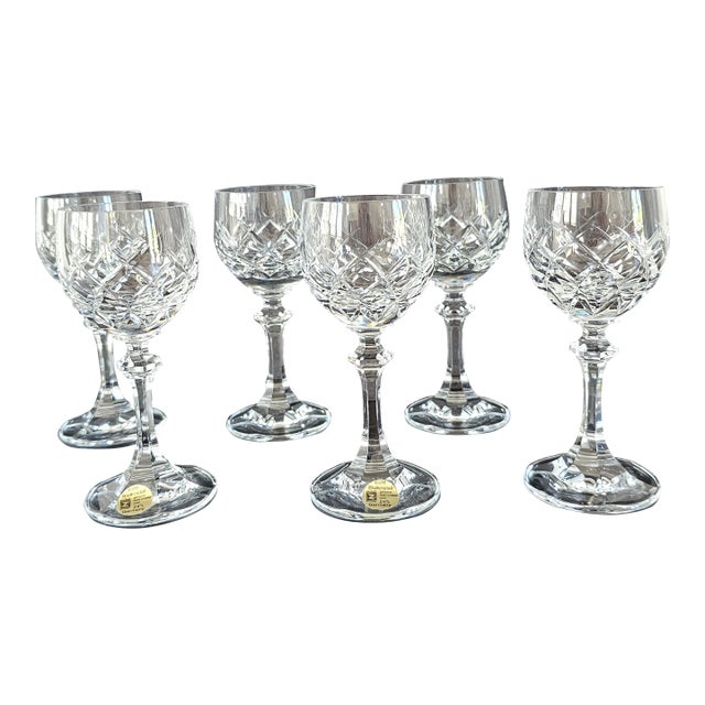 1980s Schott Zwiesel German Cut Crystal Cordial/Liqueur Glasses - Set of 6 For Sale