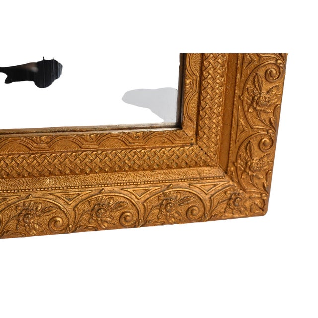 Wood Antique Louis XVI Gilt Wooden Ornate Gesso Wall Mirror For Sale - Image 7 of 12