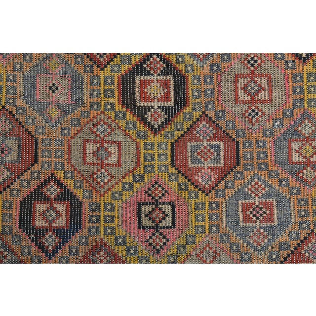 Pink 1970s Vintage Turkish Oushak Handmade Wool Cotton Colorful Runner Rug For Sale - Image 8 of 11